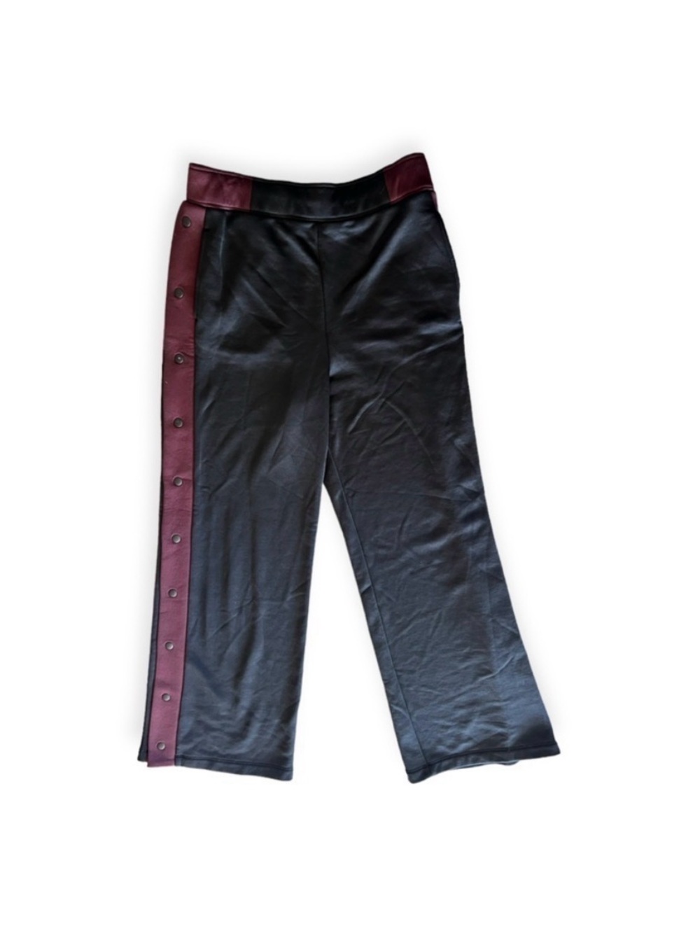 T by Alexander Wang Black Pants with Burgundy Side Stripe